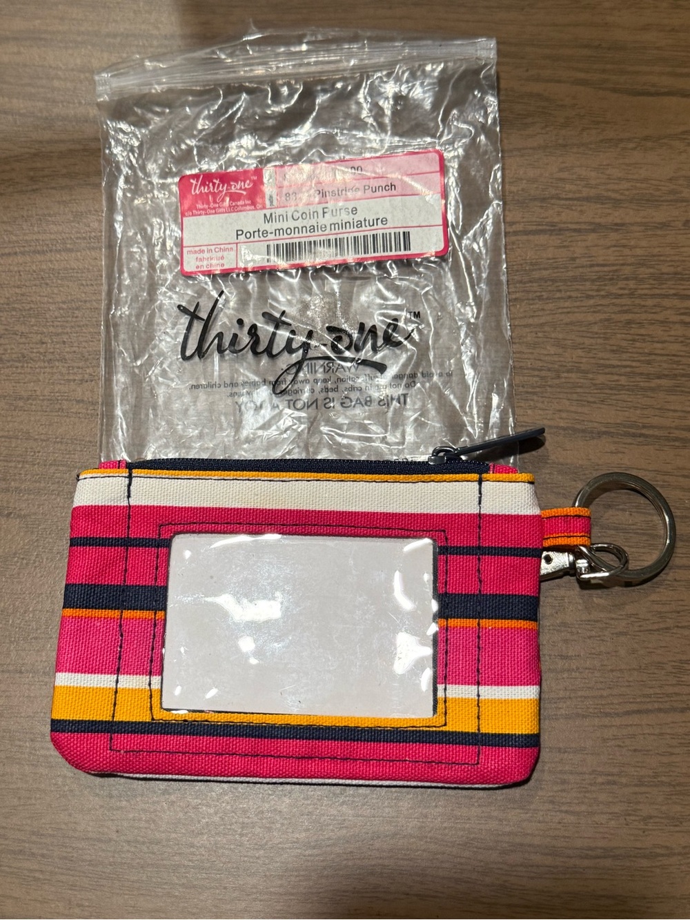 Thirty-one Mini Coin Purse Pinstripe Punch NWT